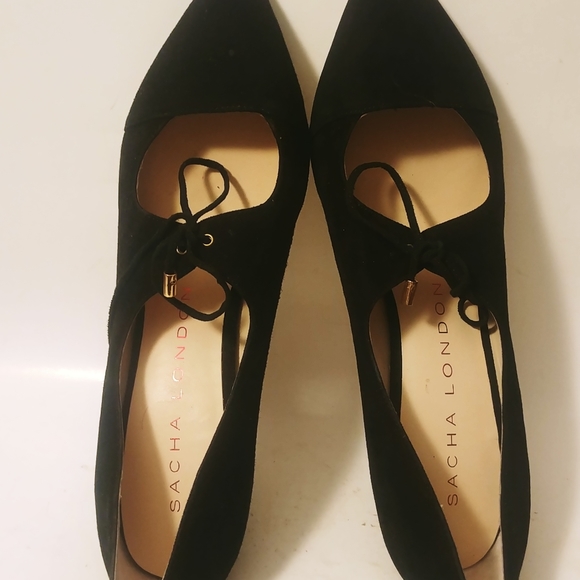 Sasha London Black Suede Heel Pumps sz 12 - Picture 4 of 6